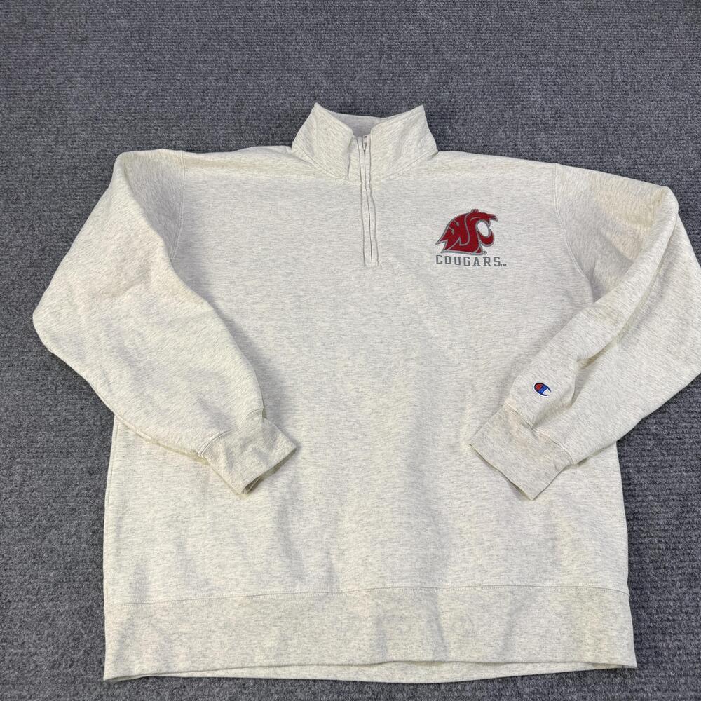 Washington State Cougars Sweater Mens XL Gray NCAA Football Quarter Zip Pullover